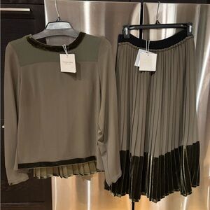 Stylish Olive and Black Skirt Set